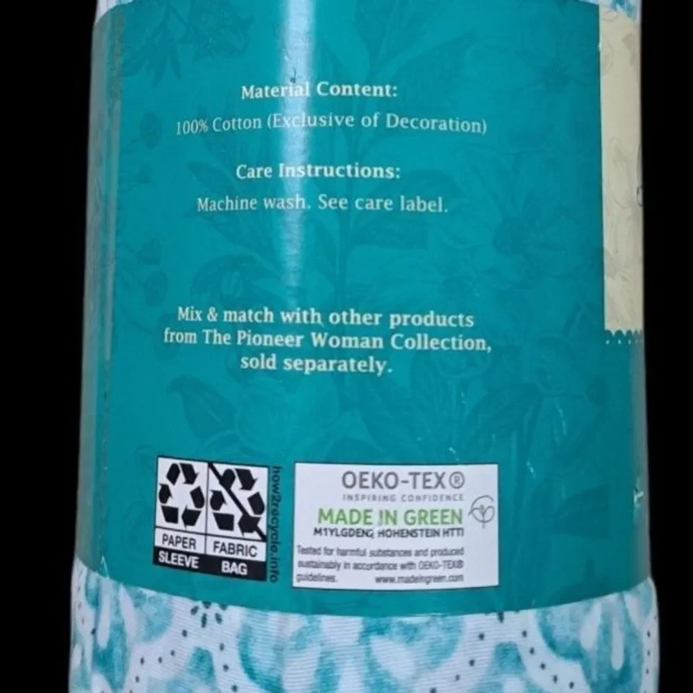 Pioneer Woman Washy Trellis 300 Thread Count Home Bed Floral Pillowcase Set 2